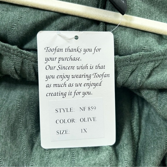 NWT Toofan Textured Sage Green Tunic Top Size 1X Lagenlook Art to Wear - Picture 3 of 9